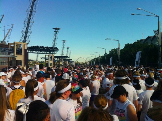 A Bit Less than Half of the Starters - the start line is that arch in the middle of the horizon
